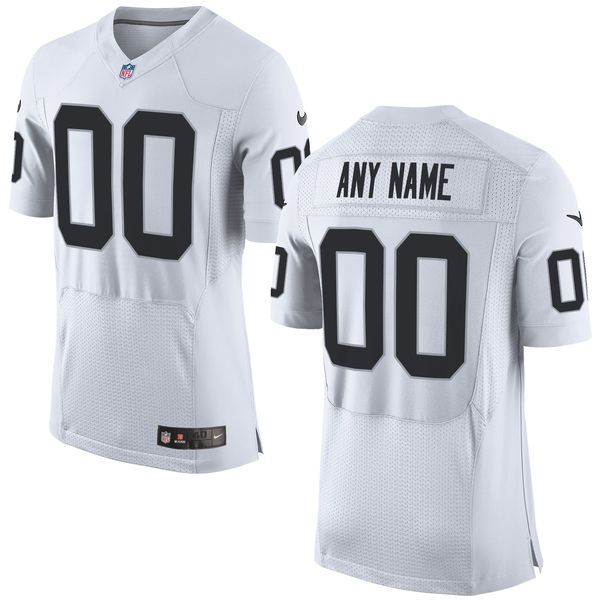 Men Oakland Raiders Nike White Elite Custom NFL Jersey->nfl t-shirts->Sports Accessory